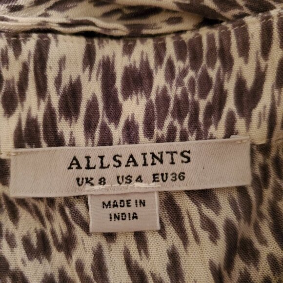 All Saints Frida Leopard Print Skirt 4 - Picture 3 of 5